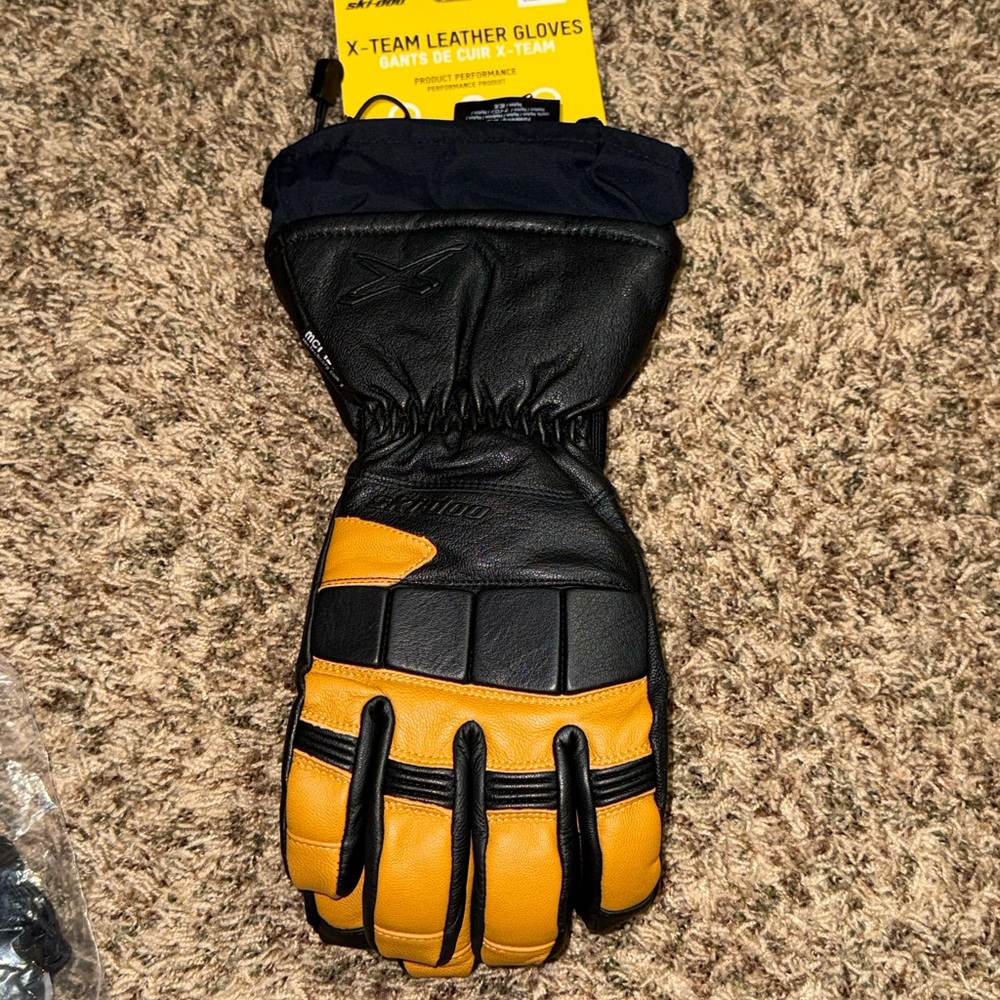 Ski-Doo Snowmobile 4463561405 X-Team Leather Gloves 2XL Khaki Men’s New